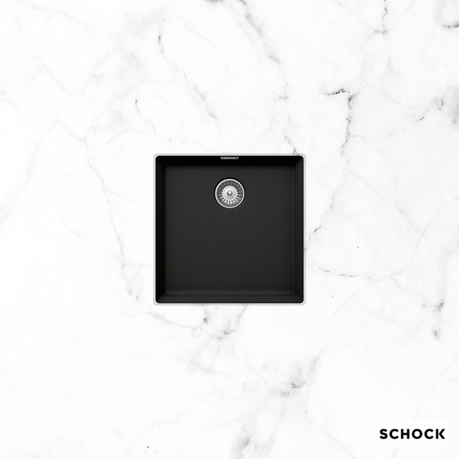 Νεροχύτης Κουζίνας Γρανίτη Manhattan Υποκαθήμενος 45,6x45,6 Schock Cristalite Nero Granite