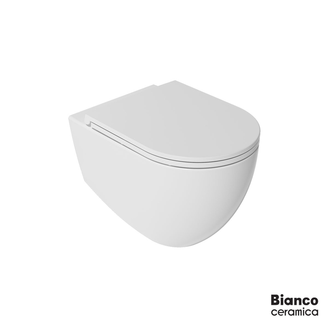 Λεκάνη Κρεμαστή LENTA/53 Rimless με κάλυμμα Soft Close MS38C, Bianco Ceramica Black Matt [CLONE]