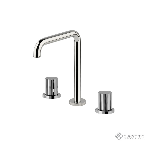 3-Hole Deck Mounted Washbasin Mixer With Click Clack Waste Oso EURORAMA Chrome
