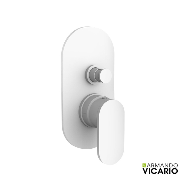 2 Way Slim Vicario White Matt Built-In Mixer